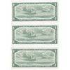 Image 2 : 3 Consecutive 1954 Bank Of Canada Replacement $1 Bank Notes - EF/AU