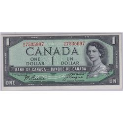 1954 Bank Of Canada $1 Devil's Face Bank Note - BCS Certified AU 55 - Changeover Note