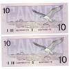 Image 2 : 2 Consecutive 1989 Bank Of Canada $10 Bank Notes - ADA, 1st Series