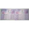 Image 2 : 10 Consecutive 2001 Bank Of Canada $10 Bank Notes - GEM UNC