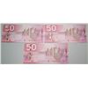 Image 2 : 3 Consecutive 2004 Bank Of Canada $50 Bank Notes