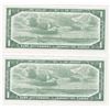 Image 2 : 2 Consecutive 1954 Bank Of Canada $1 Replacement Bank Notes