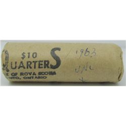 1963 Canada Silver Quarter Original Bank Of Nova Scotia Bank Roll