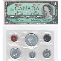 1967 Canada Mint Coin Set & $1 Bank Note