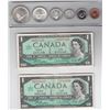 Image 1 : 1967 Canada Centennial Silver Coin Set In Holder & 2 $1 Bank Notes