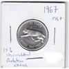 Image 1 : 1967 Canada Silver 25-Cent Quarter - MS + - Rotation Error