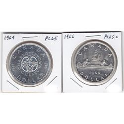 2 Canadian Silver Dollar Coins - Both PL 65