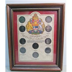 Canadian 50-Cent Collection - 10 Coins - Framed