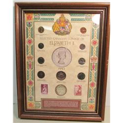 Canadian Coinage Of Elizabeth II - Framed - 10 Coins