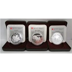 3 x Canada Sterling Silver Proof Dollars - 1992, 1993, 1994