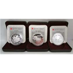 3 x Canada Sterling Silver Proof Dollars - 1992, 1993, 1994