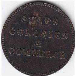 1835 Ships Colonies & Commerce Token Coin - VF