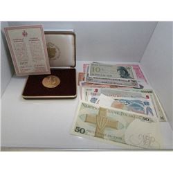 1984 Papal Visit To Canada Medal & Polish Bank Note Collection