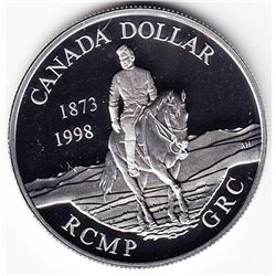 1998 Canada Silver Proof Dollar - 125 Years Of RCMP - In Case