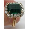 Image 2 : 18 Kt Yellow Gold Split Shank Created Emerald & Diamond Cocktail Ring - Size 11