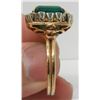 Image 3 : 18 Kt Yellow Gold Split Shank Created Emerald & Diamond Cocktail Ring - Size 11