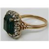 Image 4 : 18 Kt Yellow Gold Split Shank Created Emerald & Diamond Cocktail Ring - Size 11