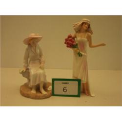 Goebel Art Deco figure of lady holding roses, plus similar by Morrison…