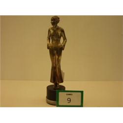Art Deco cold painted bronze figure of lady, with some rubbing, 10" high…
