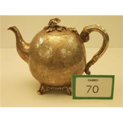 Victorian silver teapot with incised decoration, hallmarked Edinburgh 1846, by Marshall & Sons…