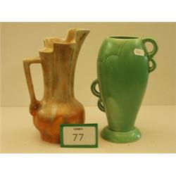 1930s Beswick jug in orange and green plus Sylvac green vase…