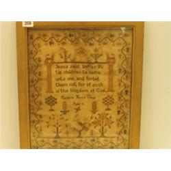19c framed sampler, Catherine Clough, aged five…