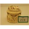 Image 1 : Ivory lidded tobacco jar heavily carved with elephants and palm trees…