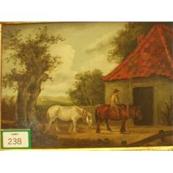 18c framed oil landscape, unsigned…