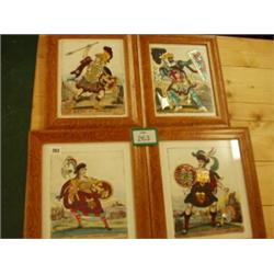 Set of four unusual coloured prints by Jo Hope Williams of theatrical figures with collage costum…
