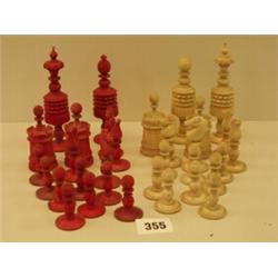 Good Victorian ivory and bone chess set…