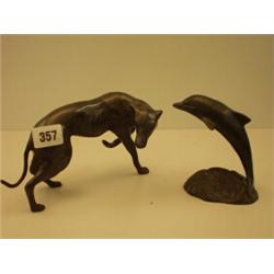 Bronze greyhound and dolphin…
