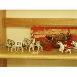 Model of state coach by Britains with horse and riders…