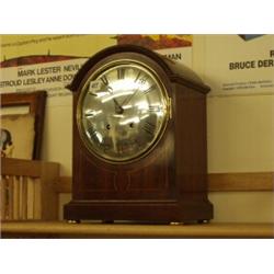 Late 19c mahogany eight day mantel clock with silvered dial…