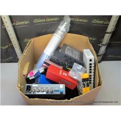BOX: ASSORTED ELECTRONICS-INTERFACES, PLUGS