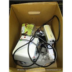 BOX: ELECTRONICS-CAMERAS, POWER SUPPLIES