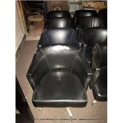 LOT: ROUND BLACK DINING CHAIRS 4X MONEY