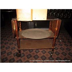 WOODEN SERVING CASTERED CART