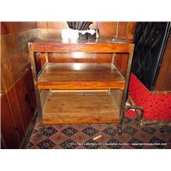 WOODEN CASTERED SERVING CART