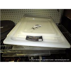 LOT: PLASTIC BIN LIDS 9X MONEY