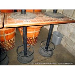 24"X50"X42" TALL WOOD & TILE TABLE