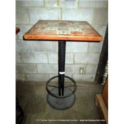 24"X24"X42" TALL WOOD & TILE TABLE