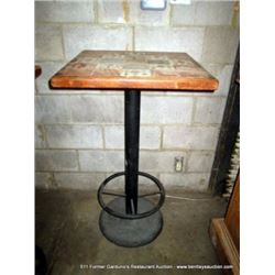 24"X24"X42" TALL WOOD & TILE TABLE