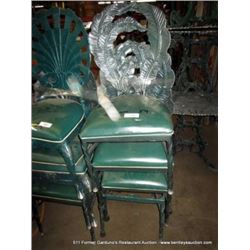 LOT: METAL & CUSHION LEAF PATTERN CHAIRS 4X MONEY