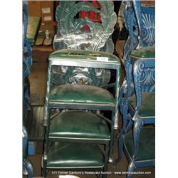 LOT: METAL & CUSHION LEAF PATTERN CHAIRS 4X MONEY