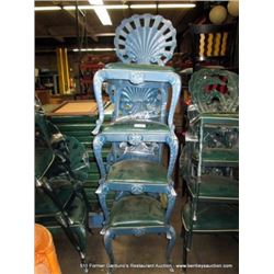 LOT: METAL & CUSHION SHELL PATTERN CHAIRS 4X MONEY