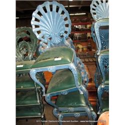 LOT: METAL & CUSHION SHELL PATTERN CHAIRS 4X MONEY