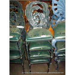 LOT: METAL & CUSHION LEAF PATTERN CHAIRS 4X MONEY