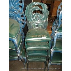 LOT: METAL & CUSHION LEAF PATTERN CHAIRS 4X MONEY