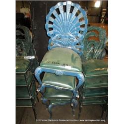 LOT: METAL & CUSHION SHELL PATTERN CHAIRS 4X MONEY