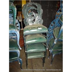 LOT: METAL & CUSHION LEAF PATTERN CHAIRS 4X MONEY